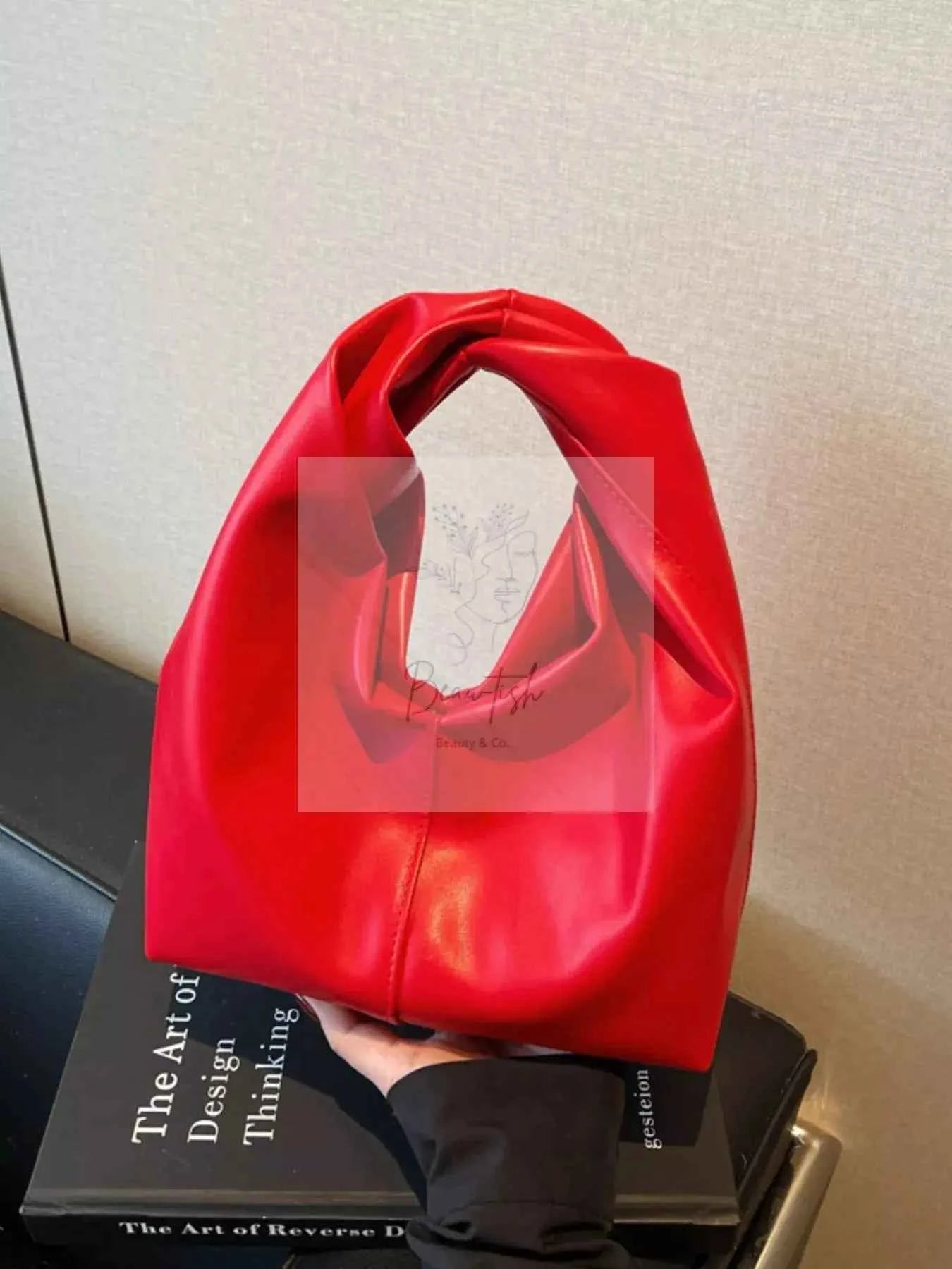 Knot Handle Leather Handbag
