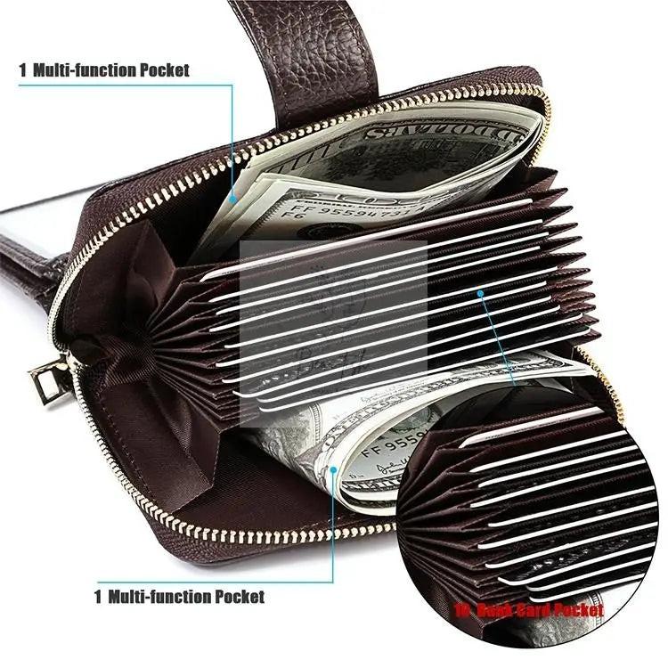 Men Anti-magnetic Leather Rfid Wallet - Black - Black
