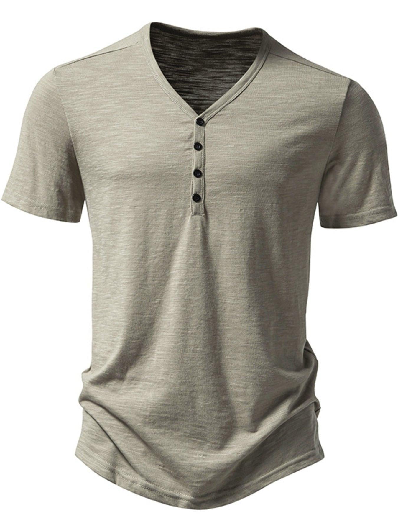 Men's Casual Button Detail T-Shirt