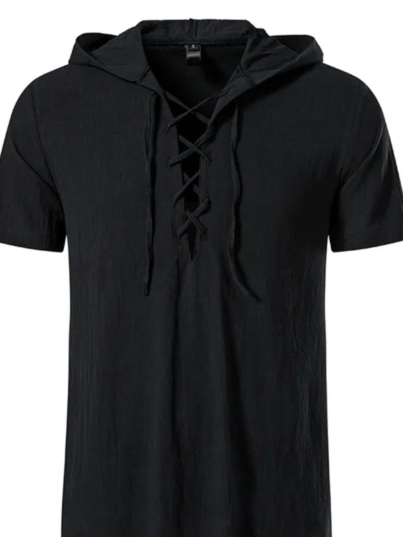 Men's Casual Lace-Up Hooded Top
