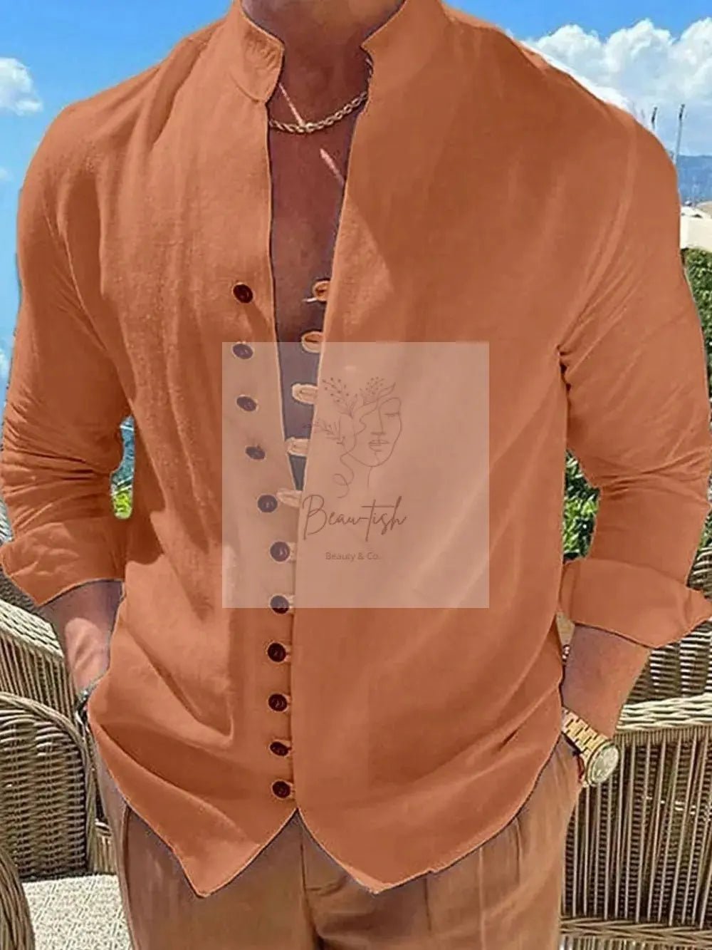 Men's Full Size Button Front Long Sleeve Shirt Plus Size