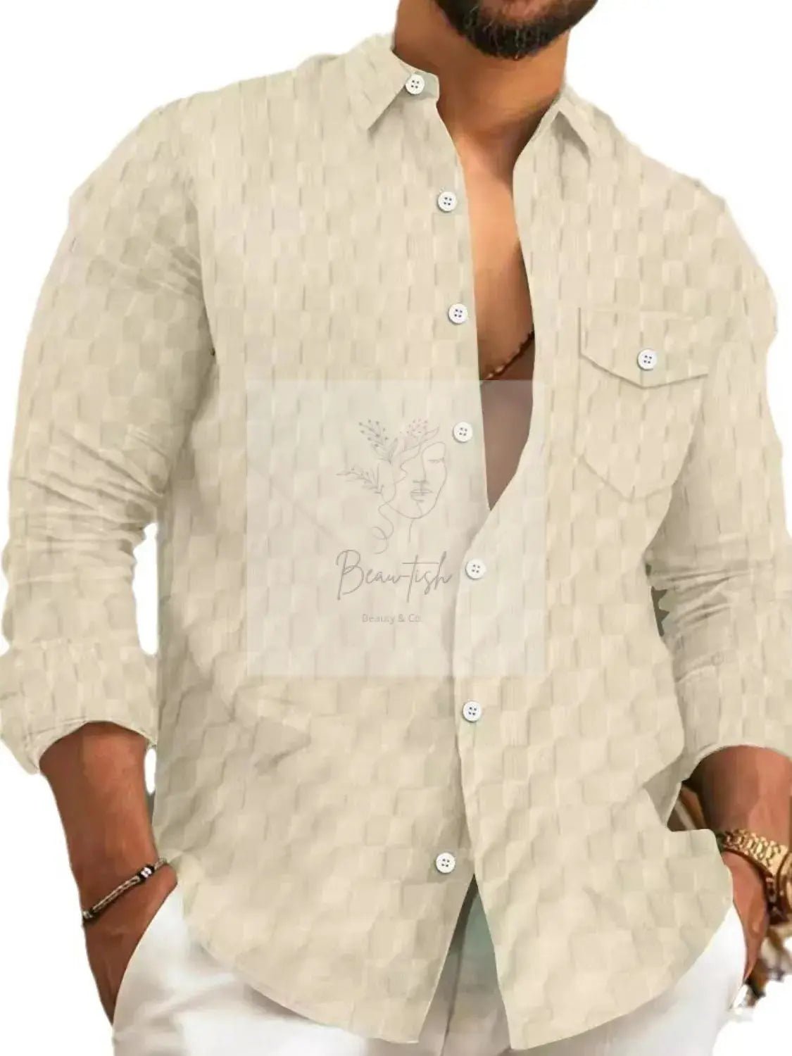 Men's Full Size Button Up Long Sleeve Shirt Plus Size