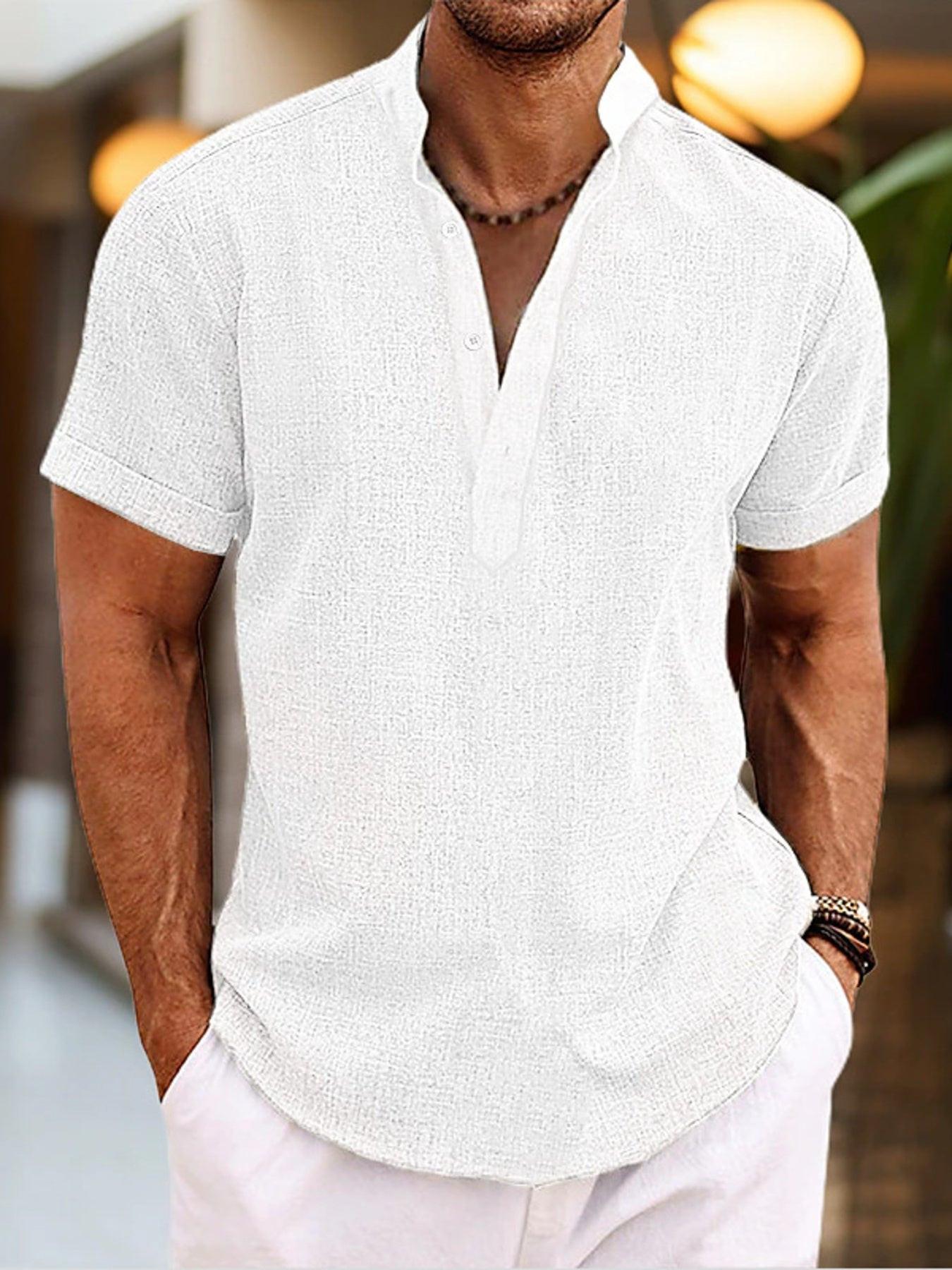 Men's Full Size Casual Short Sleeve Henley Shirt Plus Size
