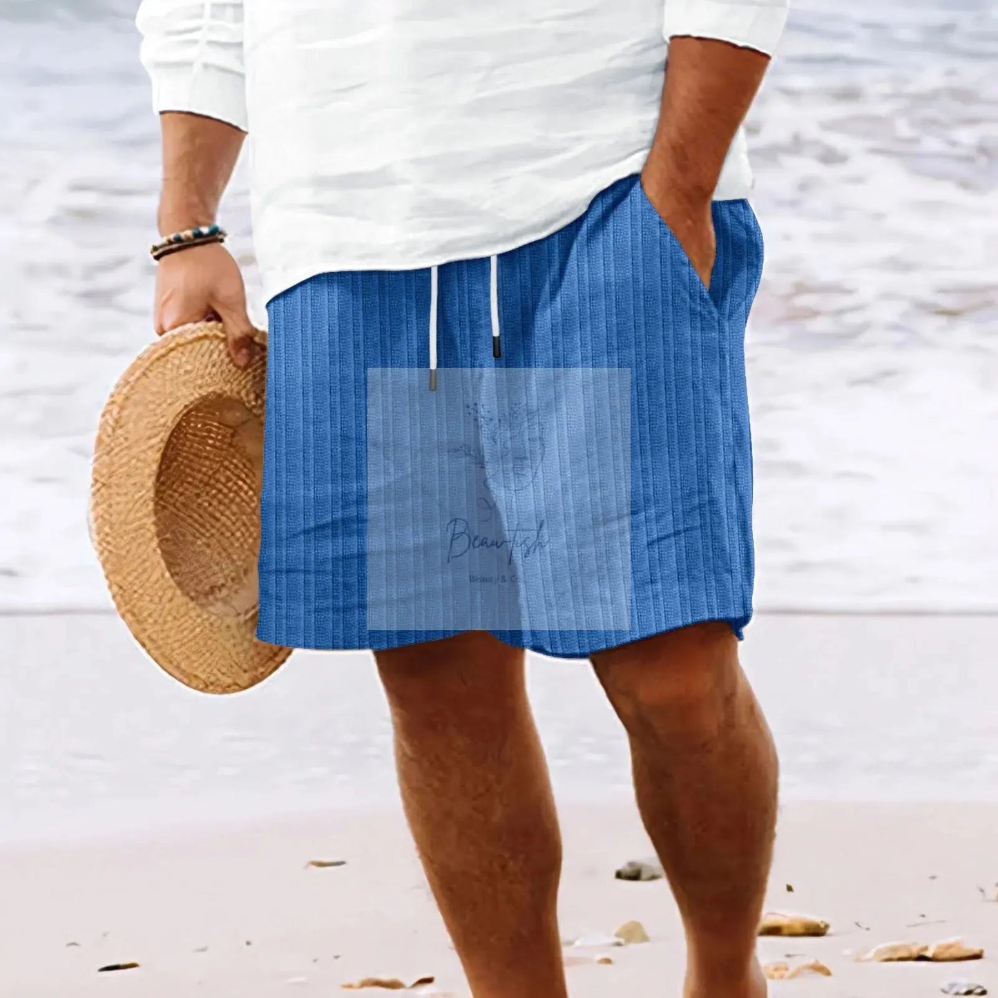 Men's Full Size Drawstring Shorts with Pockets Plus Size