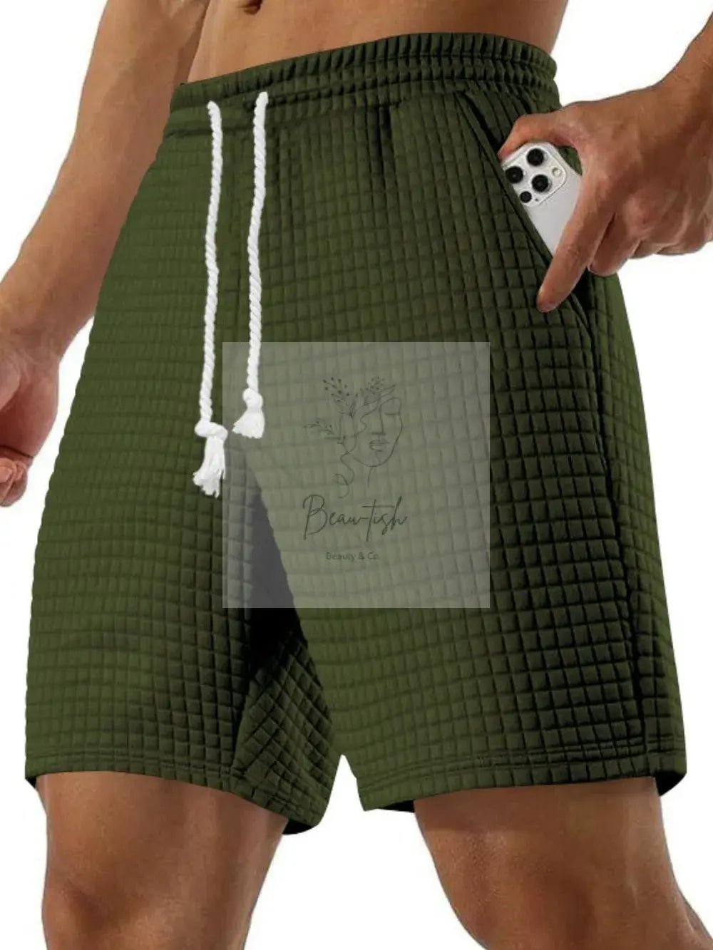 Men's Full Size Drawstring Textured Shorts Plus Size