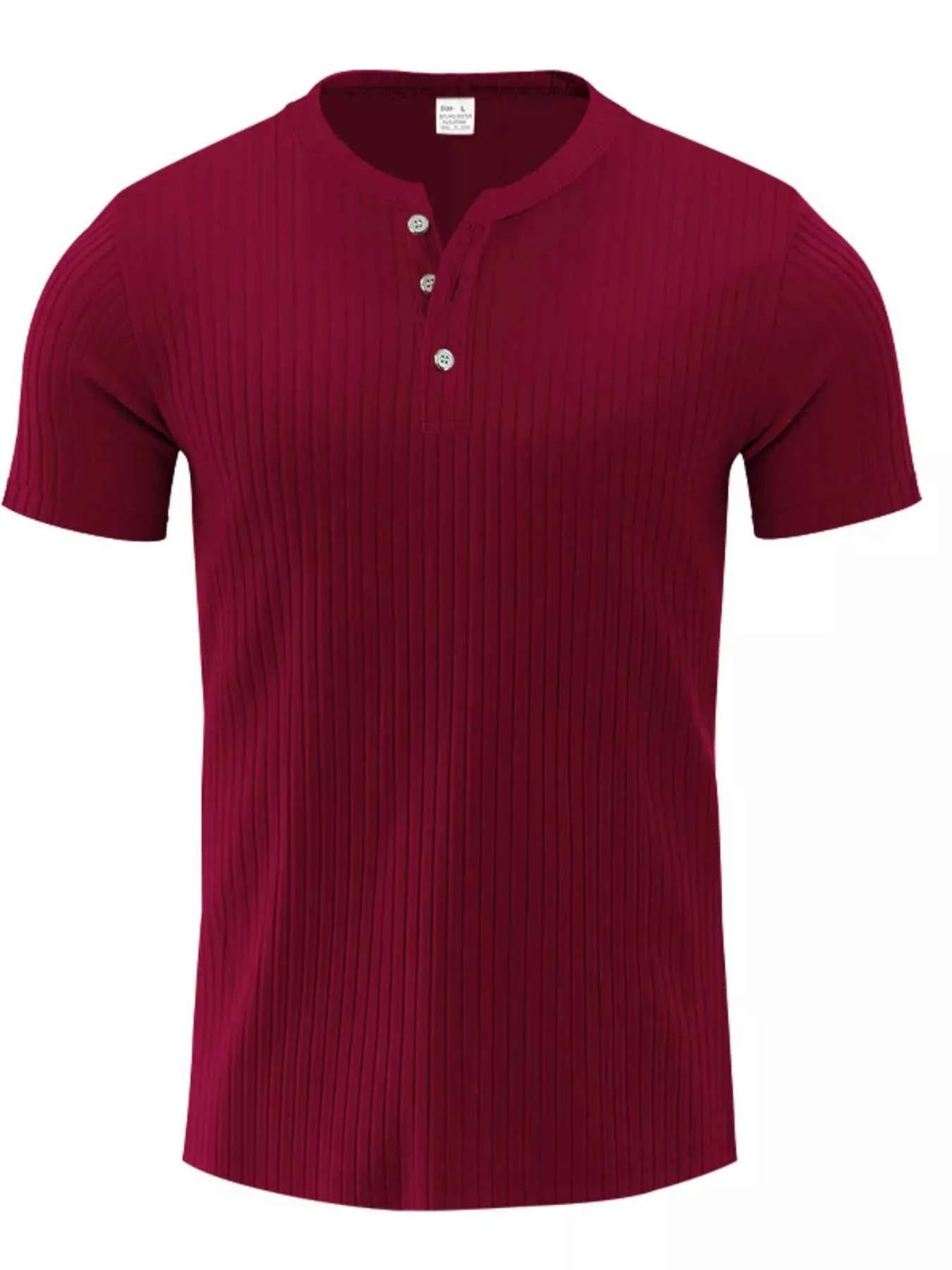 Men's Full Size Ribbed Button-Down Casual T-Shirt Plus Size