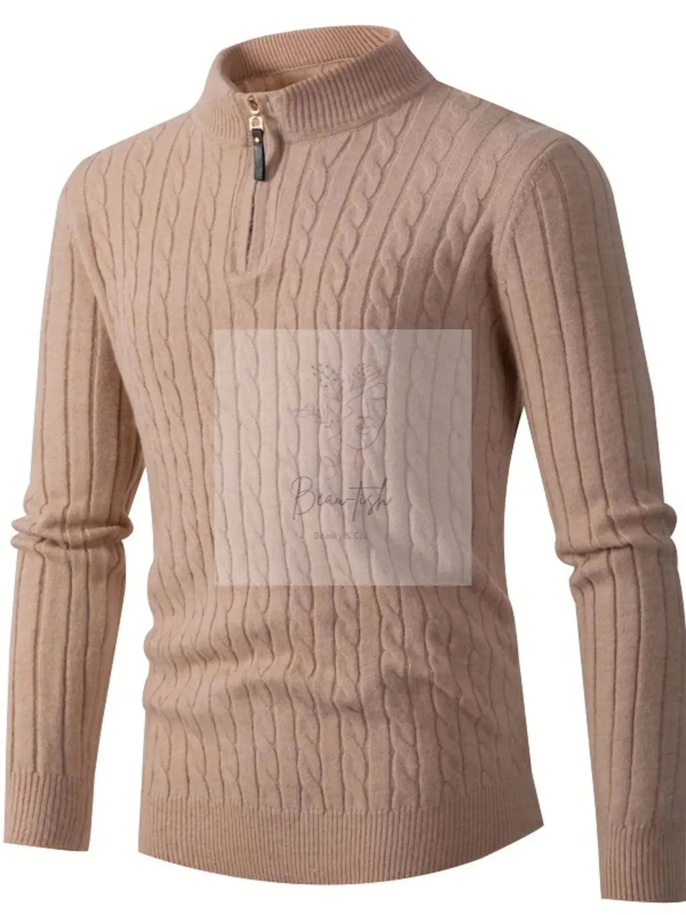 Men's Full Size Slim Fit Cable Knit Half Zip Sweater Plus Size