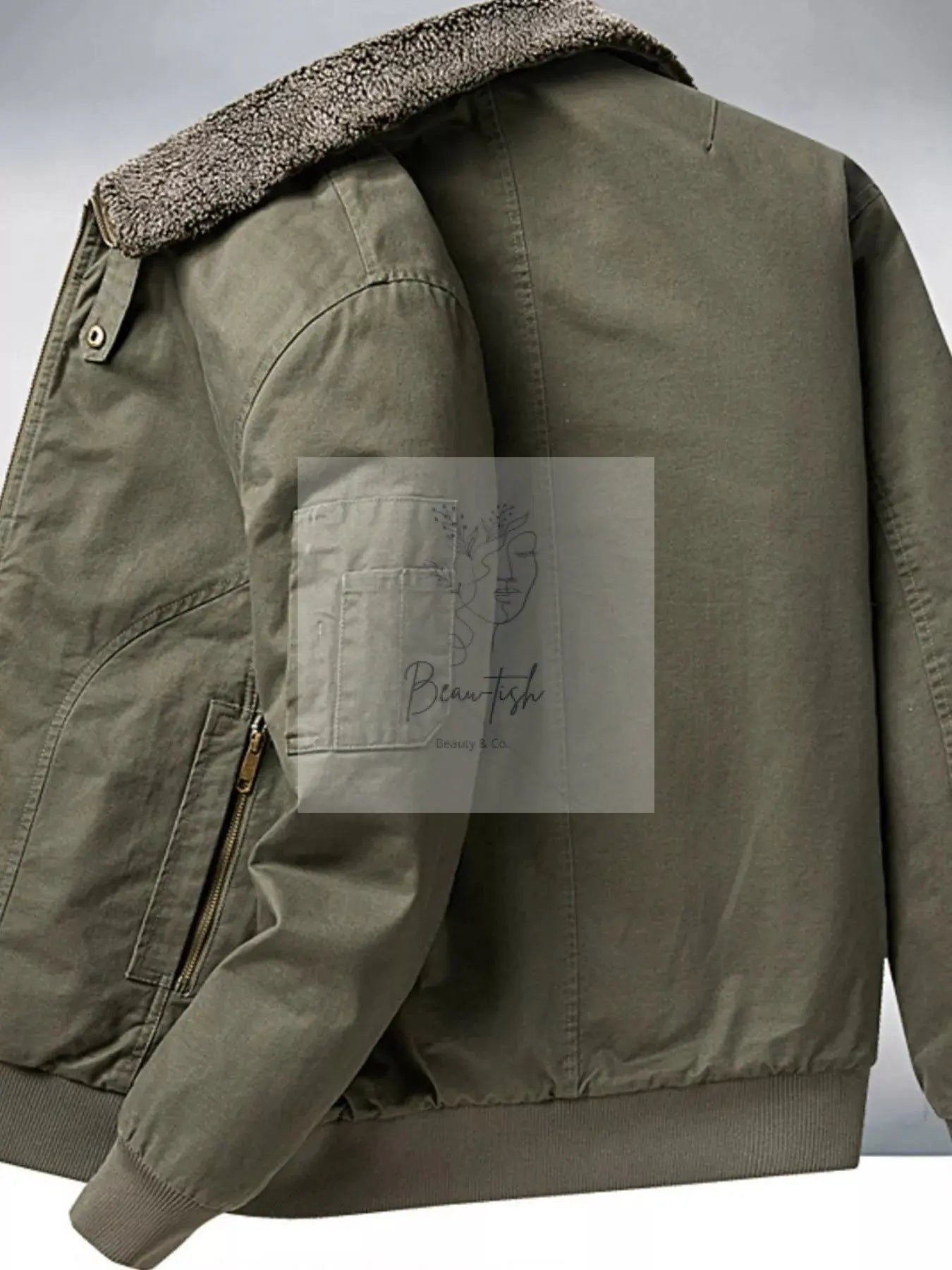 Men's Plus Size Sherpa Lined Zip Up Jacket