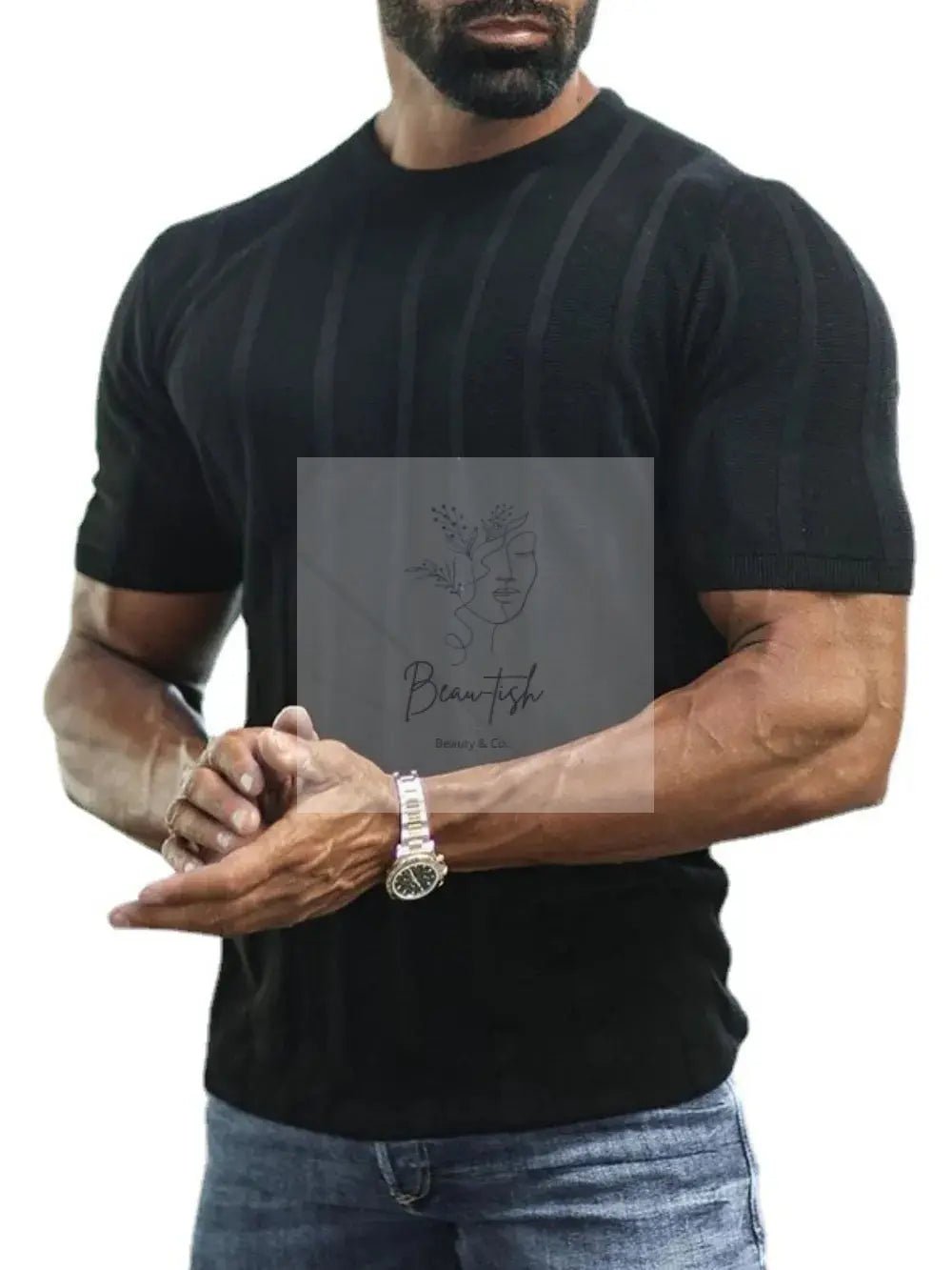 Men's Plus Size Striped Round Neck Short Sleeve T-Shirt