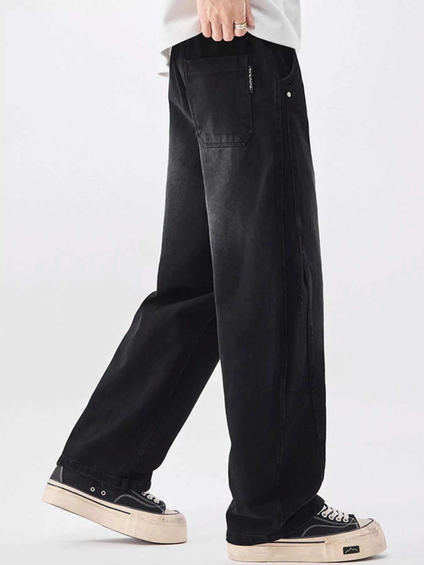 Men's Plus Size Vintage Wash Wide Leg Pants