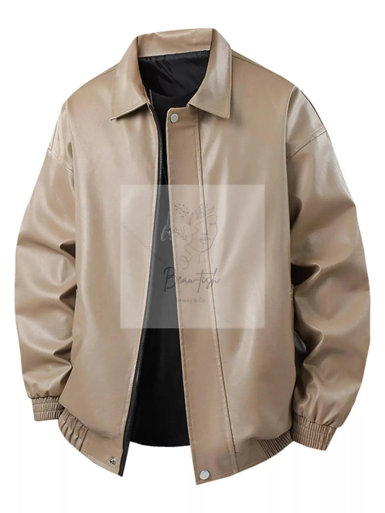 Men's Plus Size Zip Up Leather Jacket