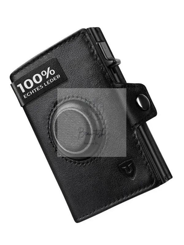 NNEOBA Mens Blocker Wallet - Genuine Leather Wallet with Coin Pocket, Black