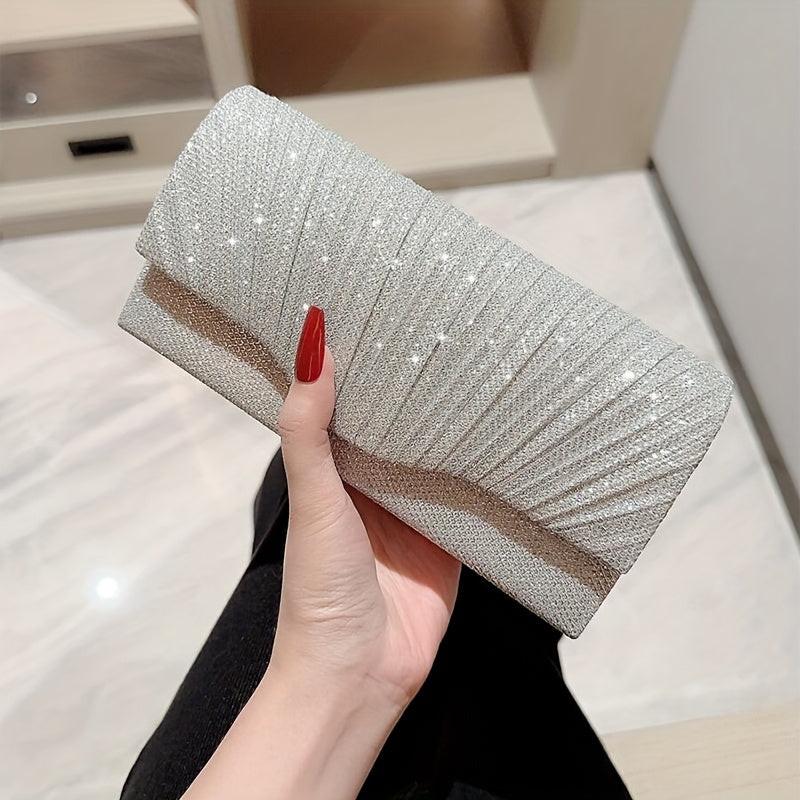 Pleated Shiny Evening Clutch