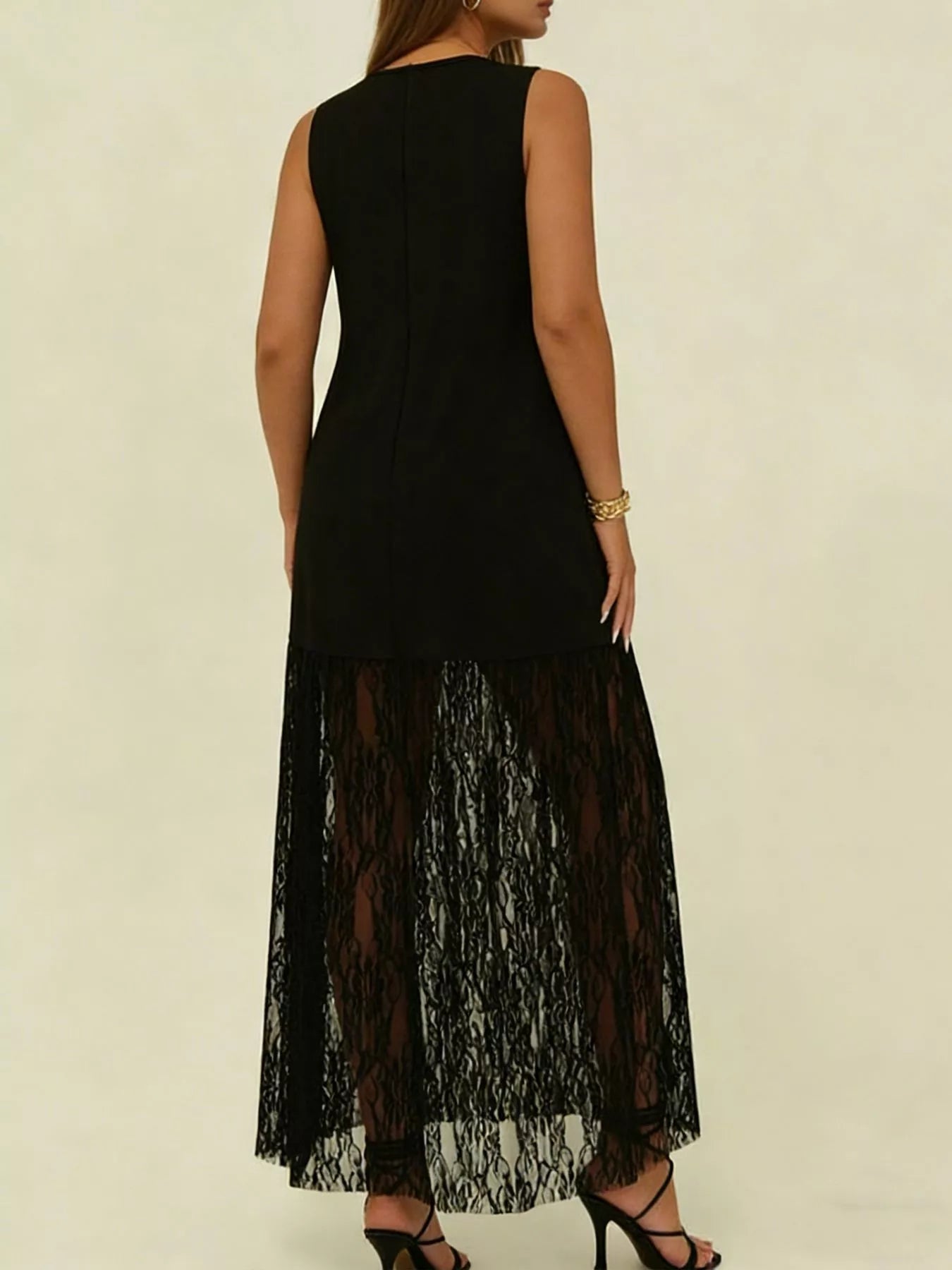 Plus Lace Trim Maxi Dress