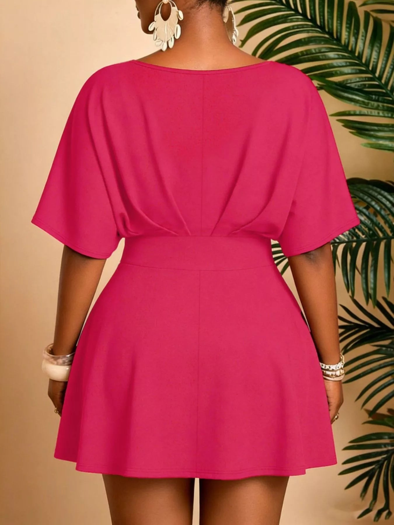 Plus Size V-Neck Mini Dress