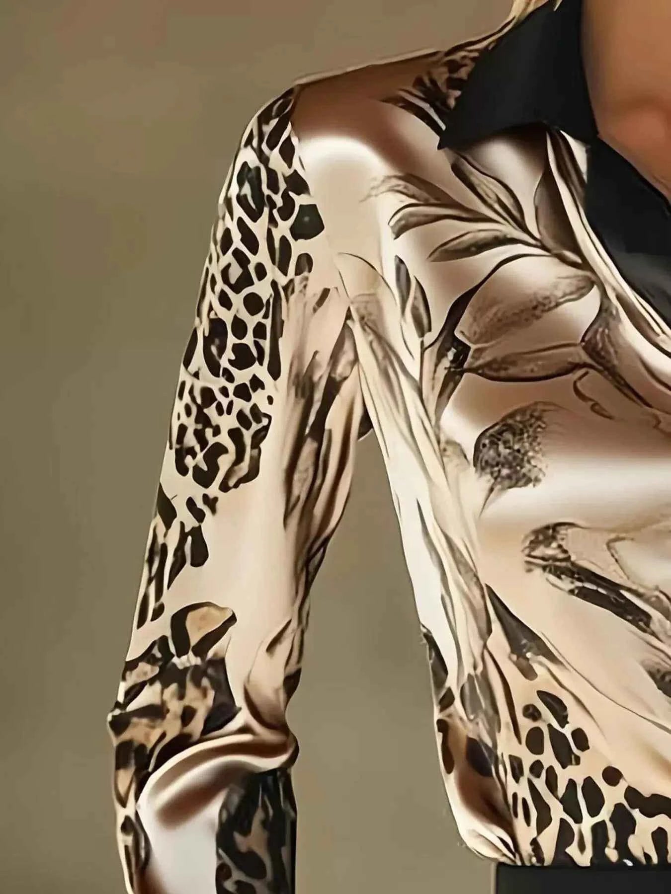 Printed Button Up Satin Shirt