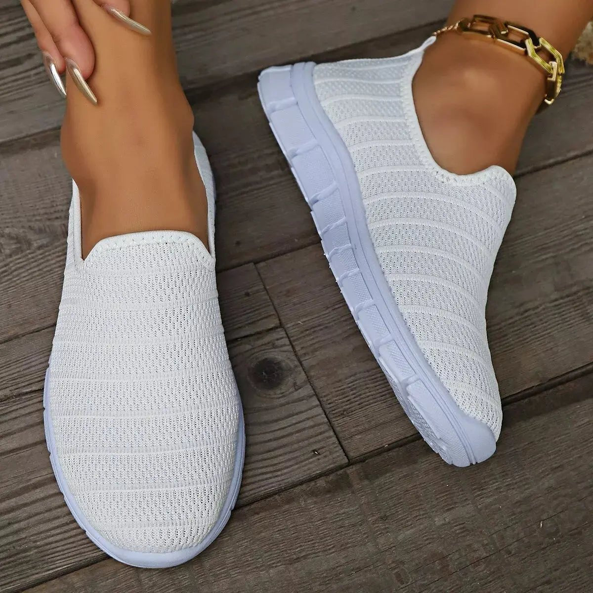 Round Toe Mesh Slip - Ons