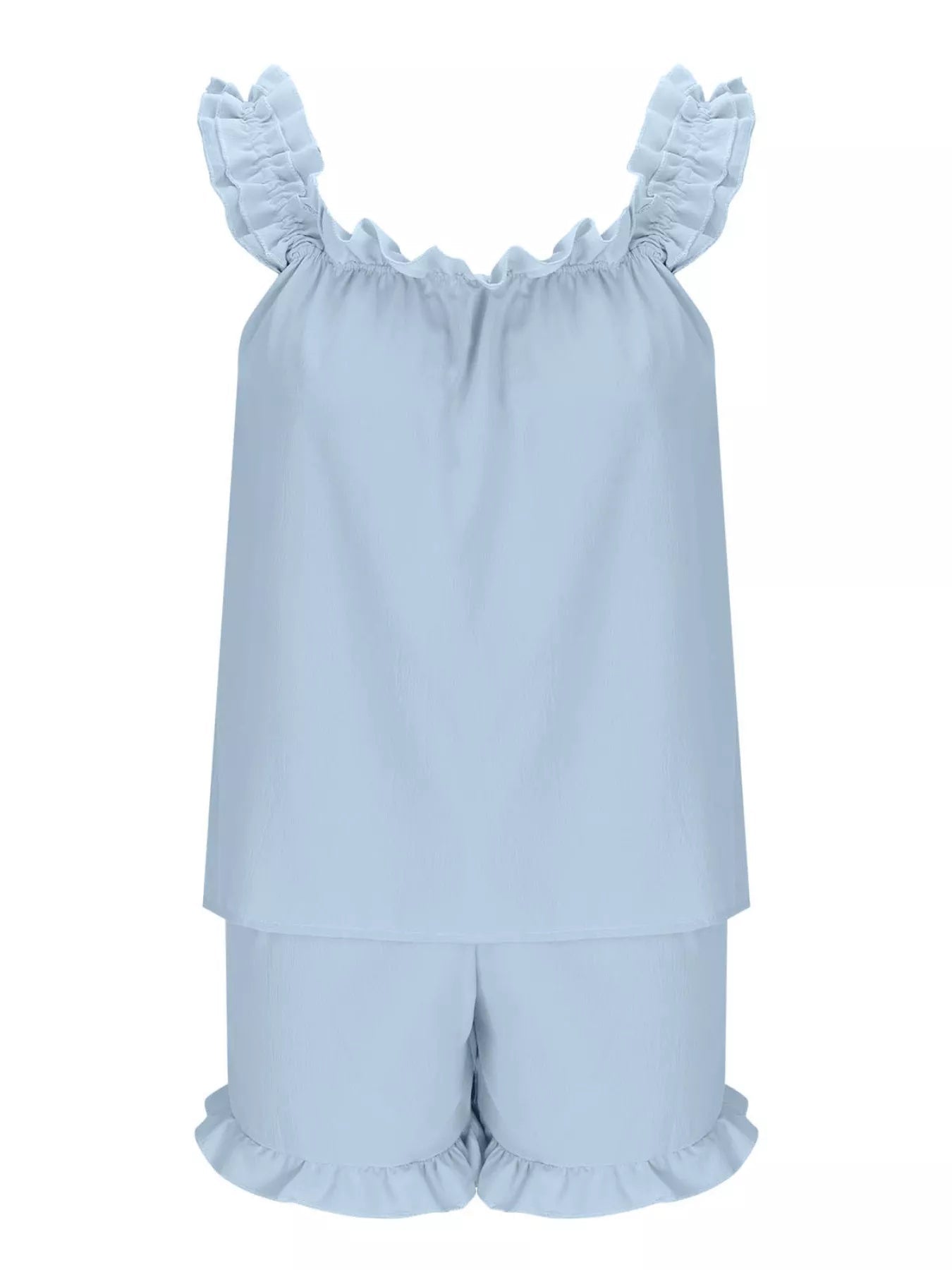 Ruffle Sleeveless Shorts Set