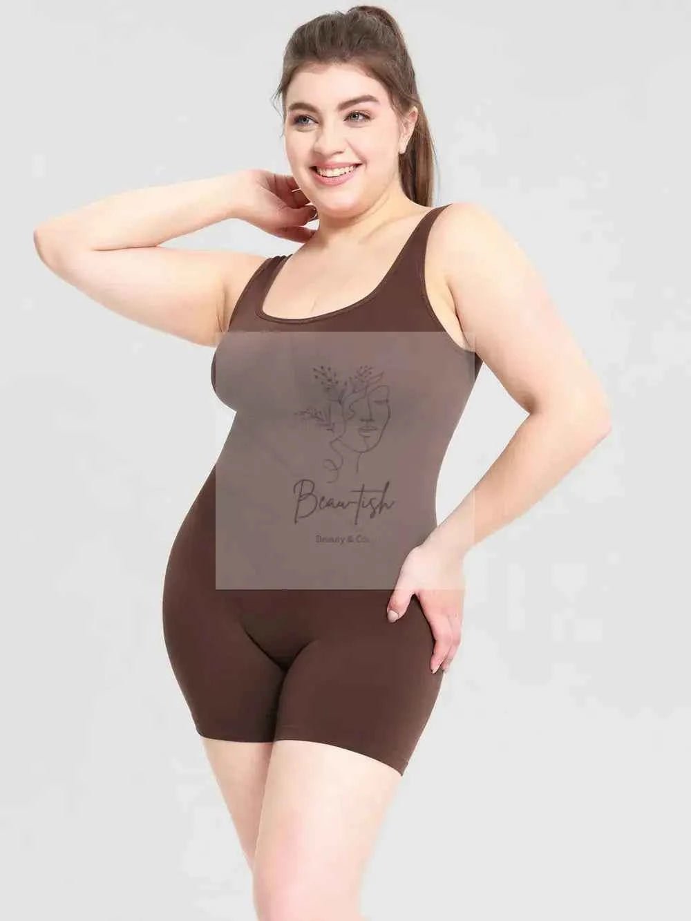 Scoop Neck Wide Strap Shaping Romper