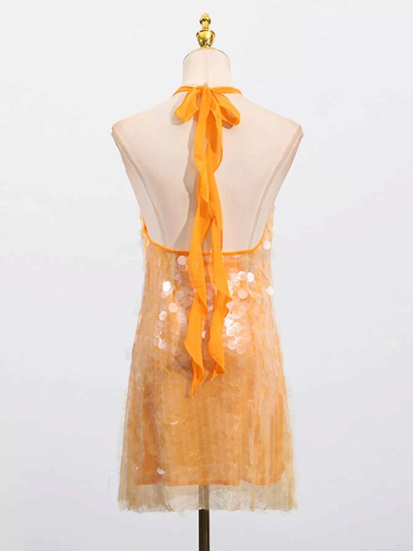Sequin Halter Neck Mini Dress