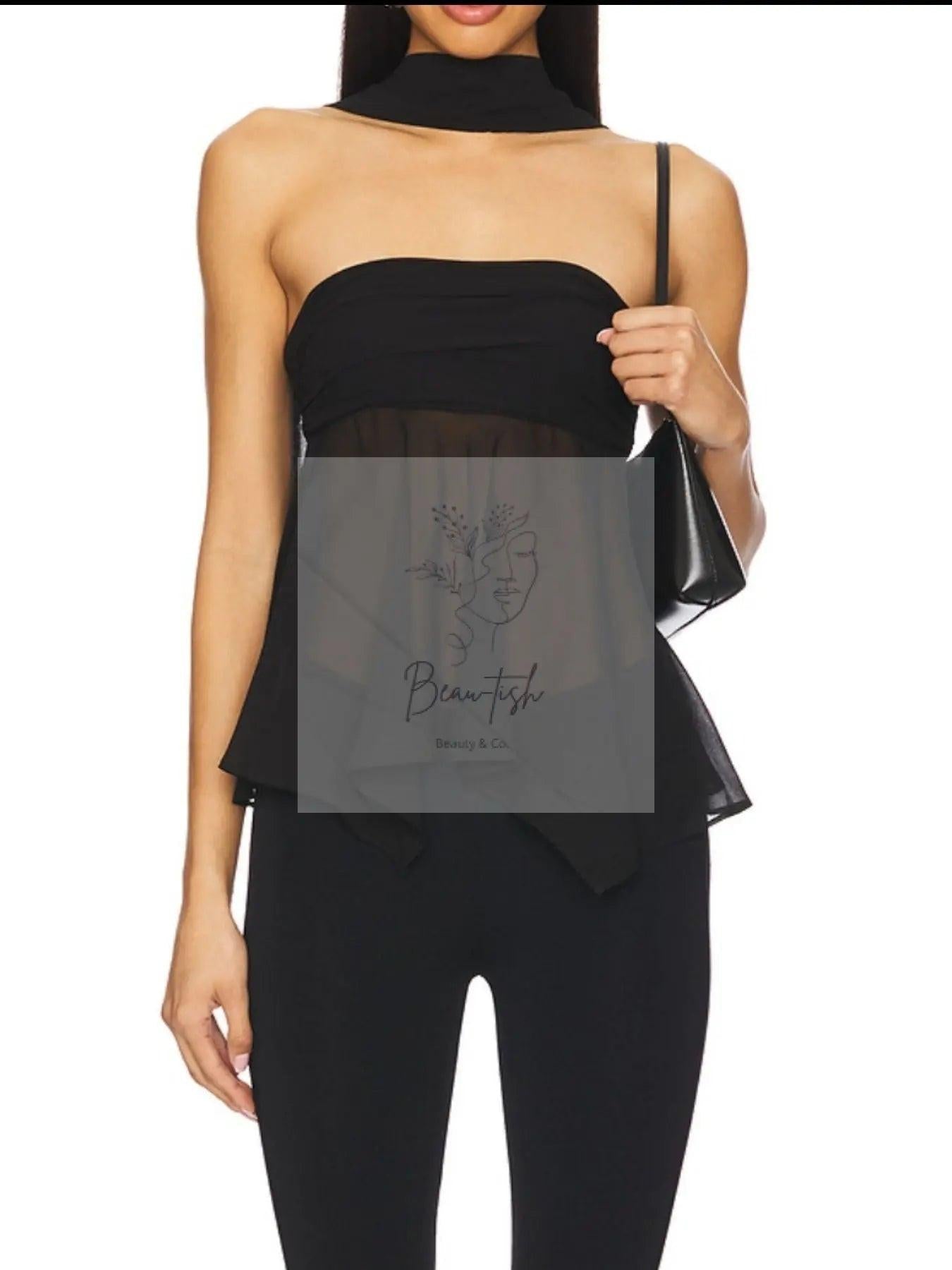 Sheer Tube Top with Scarf