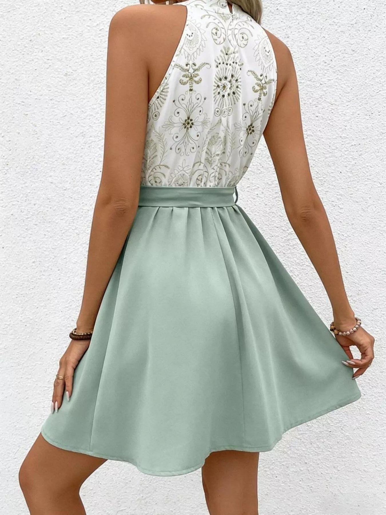 Tie Waist A-Line Mini Dress