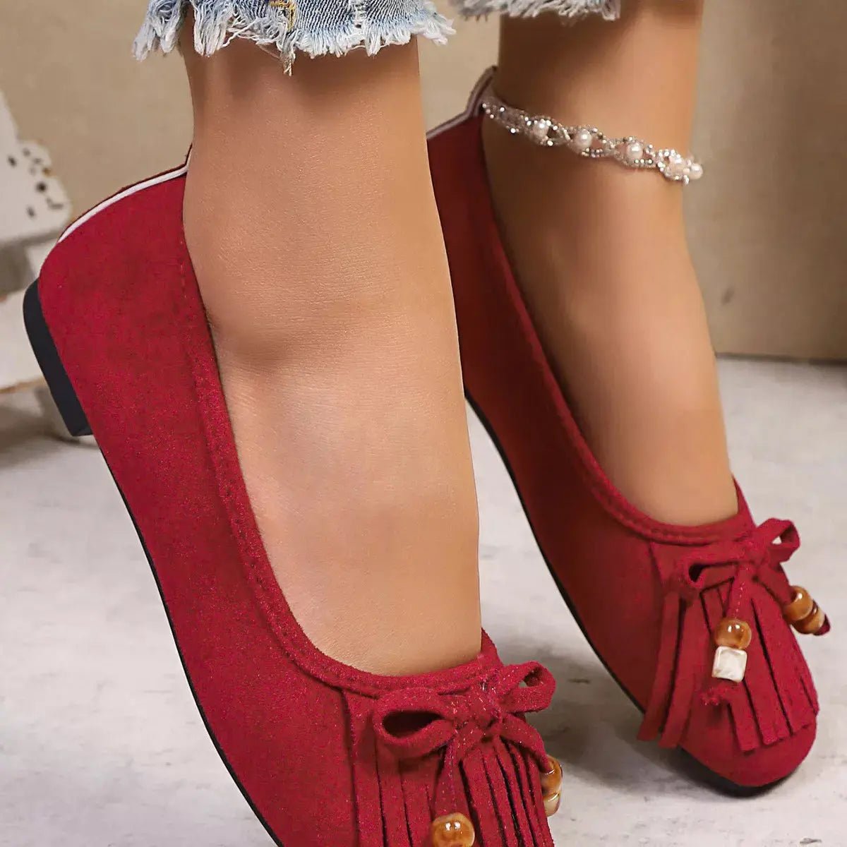 Suede Fringe Slip - Ons