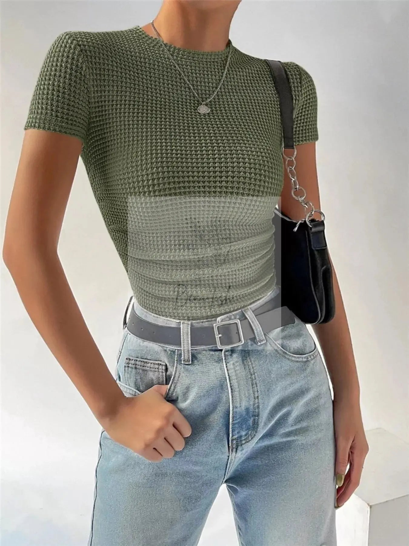 Textured Waffle Knit Slim Fit T-Shirt