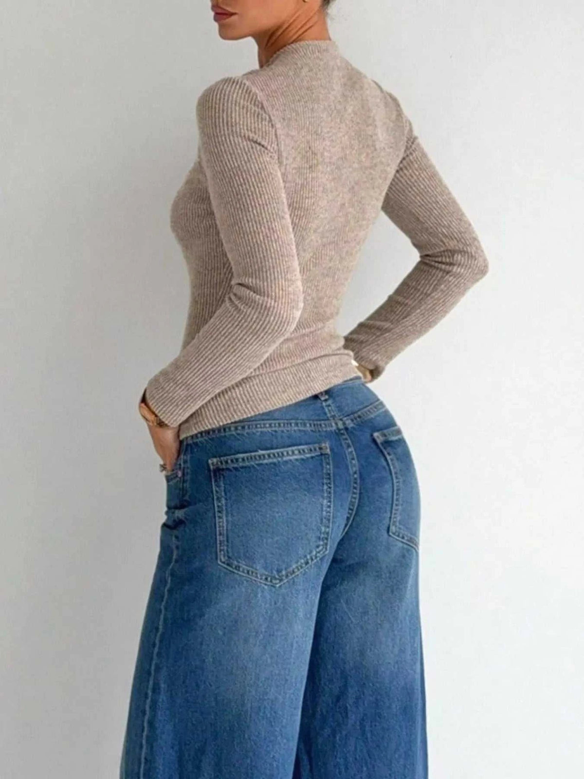Twist-Front Cutout Ribbed Knit Top