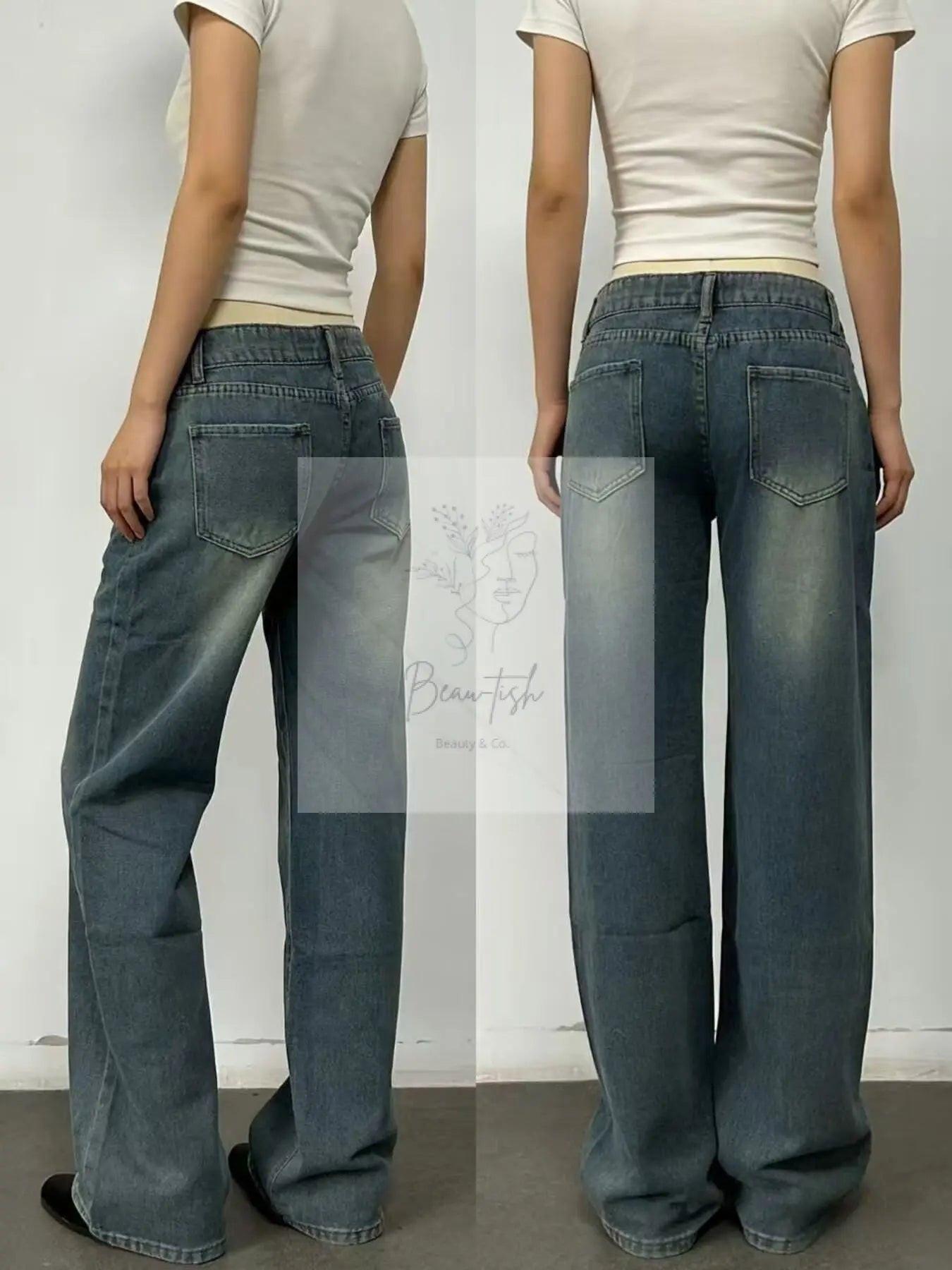 Vintage Wash Wide Leg Jeans