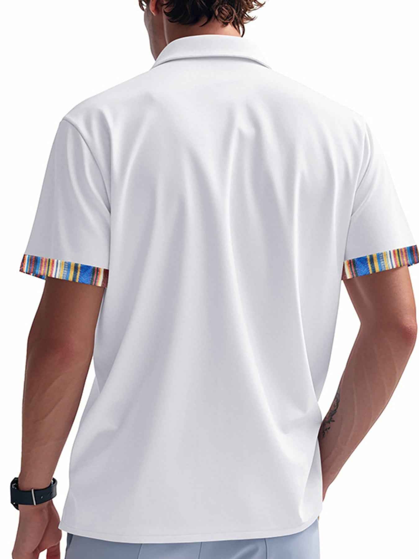 Men's Full Size Short Sleeve Shirt with Colorful Trim Plus Size