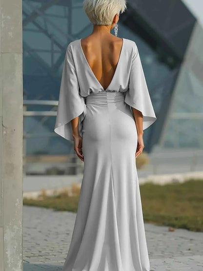 Batwing Sleeve Ruched Maxi Dress