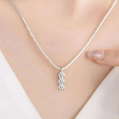 Moissanite 925 Sterling Silver Bar Necklace