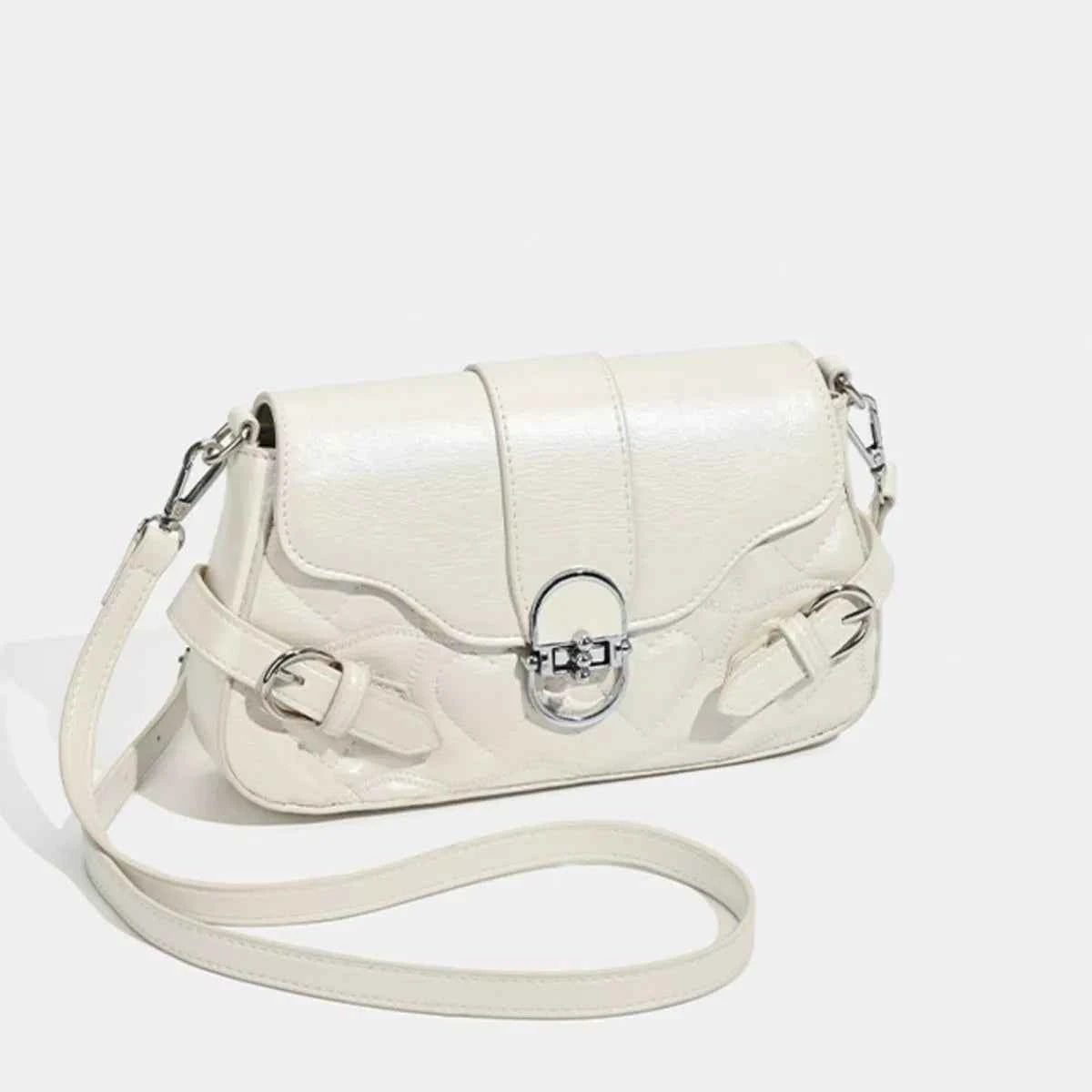 Quilted Flap Buckle Decor Crossbody Bag
