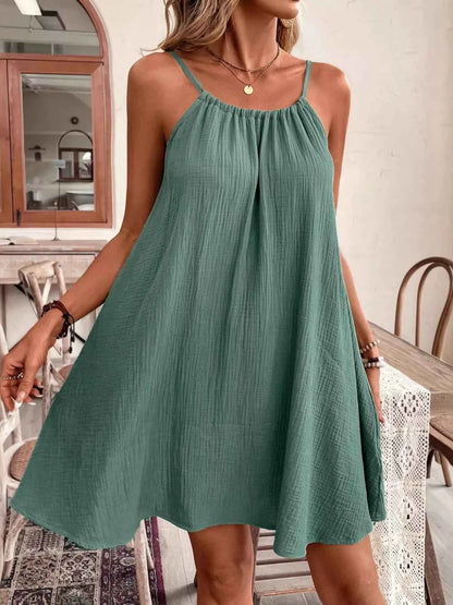 Casual Spaghetti Strap Gauze Dress