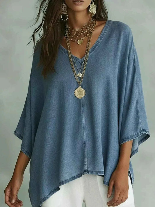 V-Neck Batwing Sleeve T-Shirt