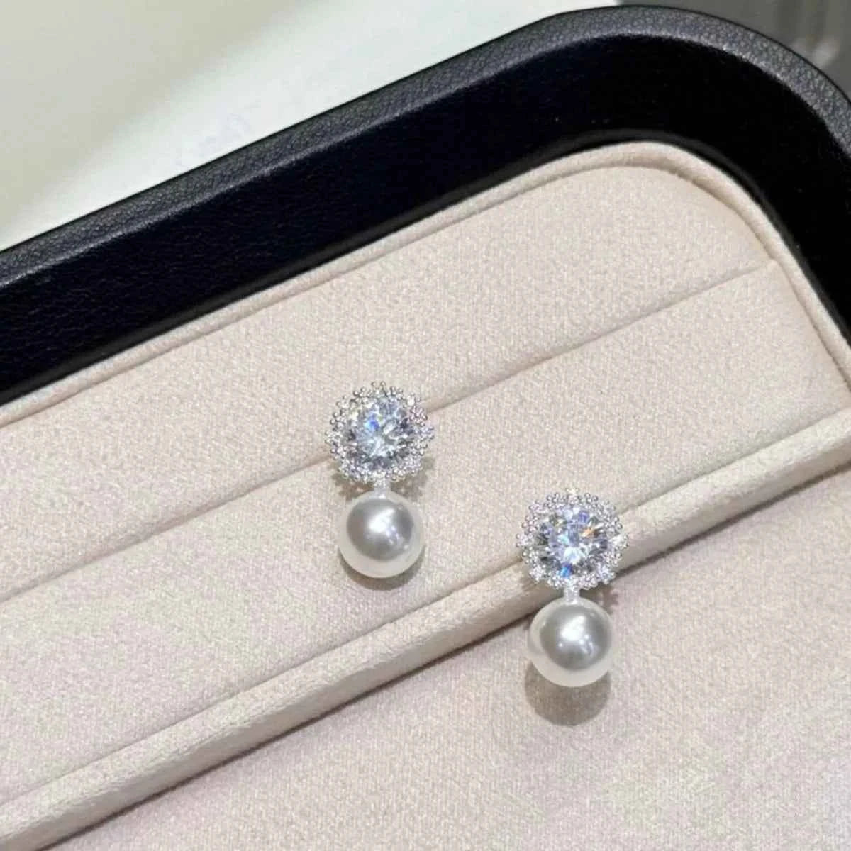 Zircon Pearl Drop Earrings