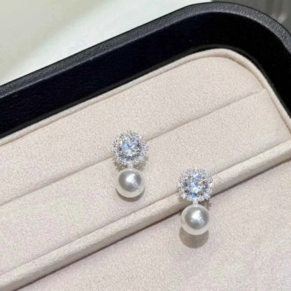 Zircon Pearl Drop Earrings