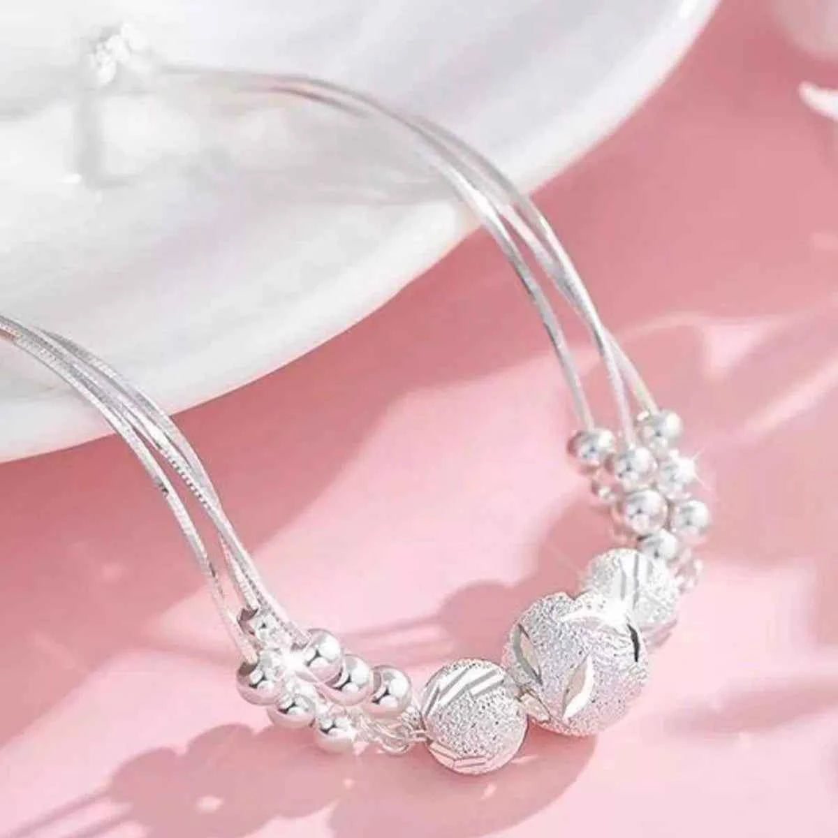 925 Sterling Silver Bead Chain Bracelet