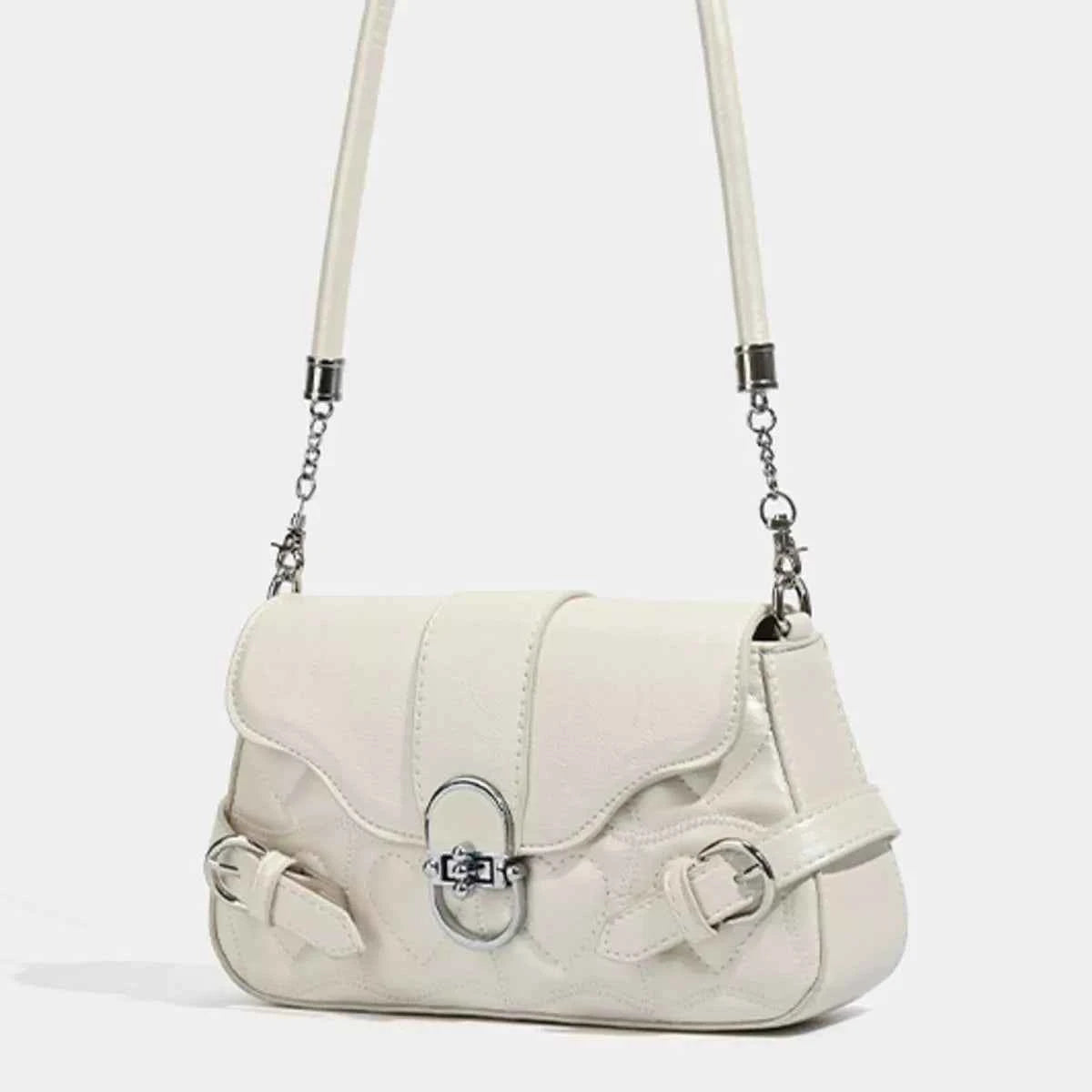 Quilted Flap Buckle Decor Crossbody Bag