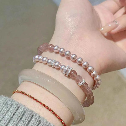 Pearl Beaded Bracelet 2 Piece Set