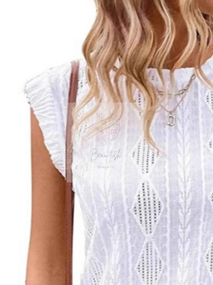 Openwork Round Neck Top
