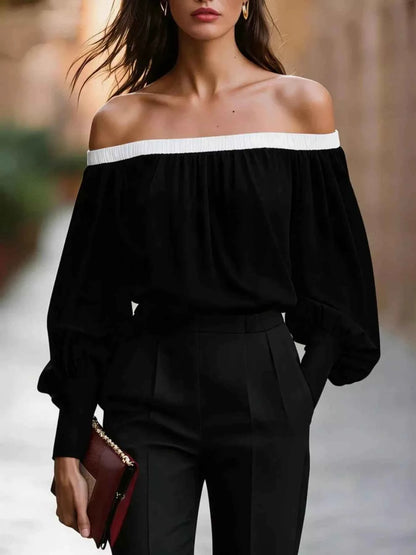 Off-Shoulder Lantern Sleeve Blouse