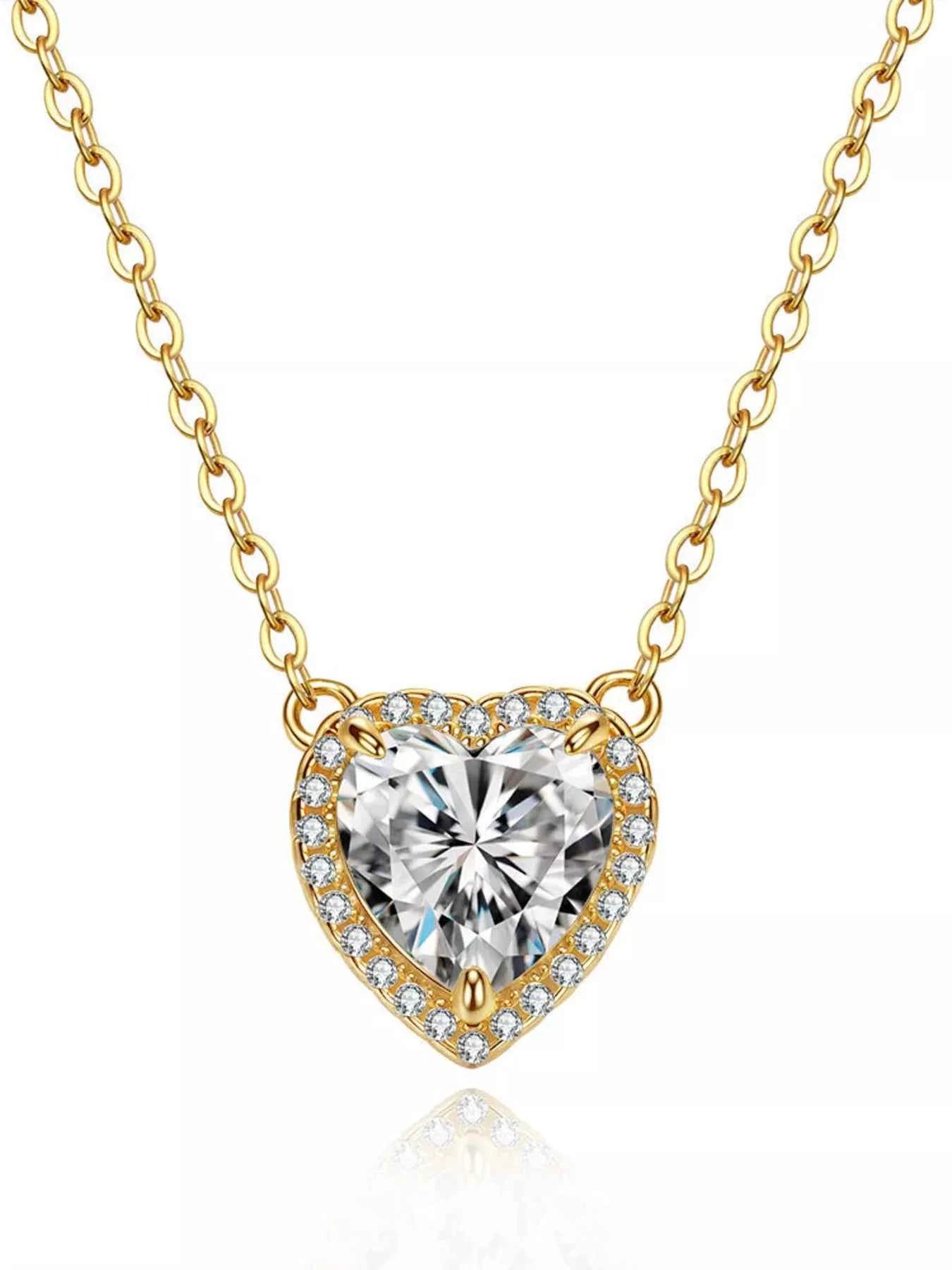 2 Carat 18K Gold-Plated Moissanite Heart Necklace