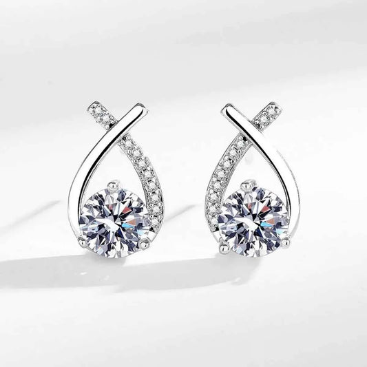 1 Carat 925 Sterling Silver Moissanite Earrings