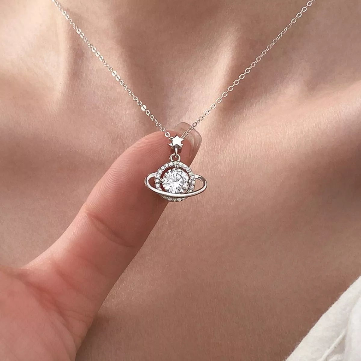 1ct Moissanite Silver Pendant