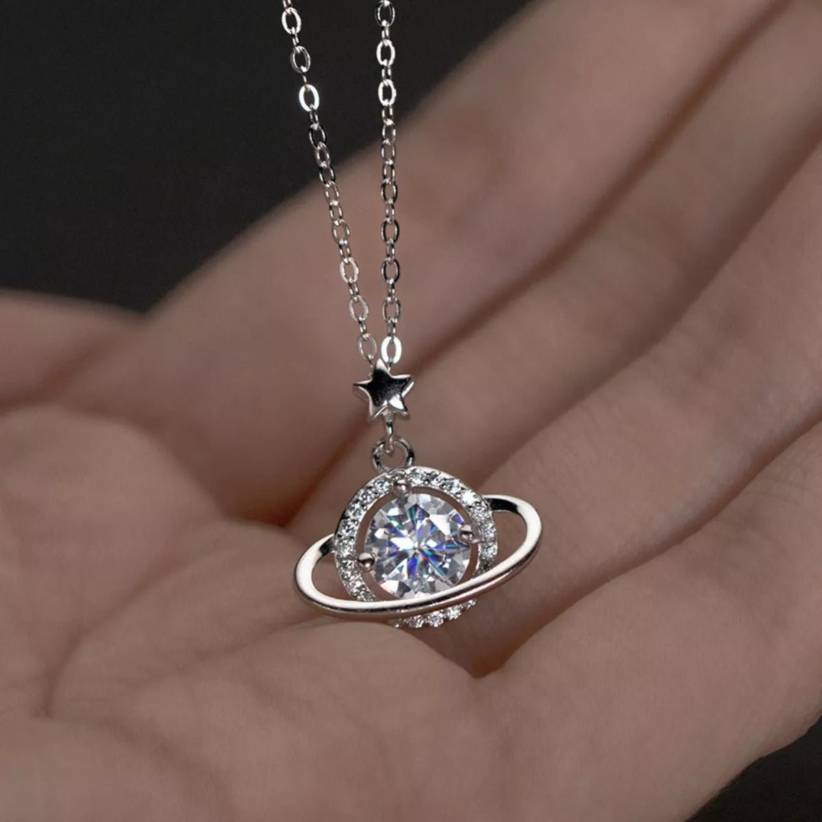 1ct Moissanite Silver Pendant