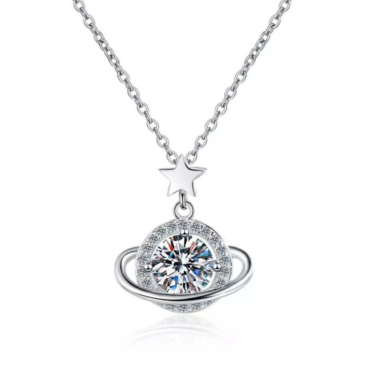 1ct Moissanite Silver Pendant
