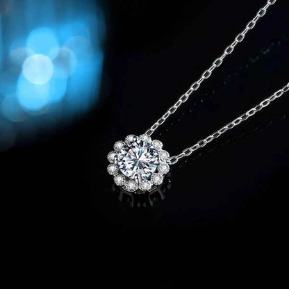 1 Carat Moissanite 925 Sterling Silver Flower Necklace