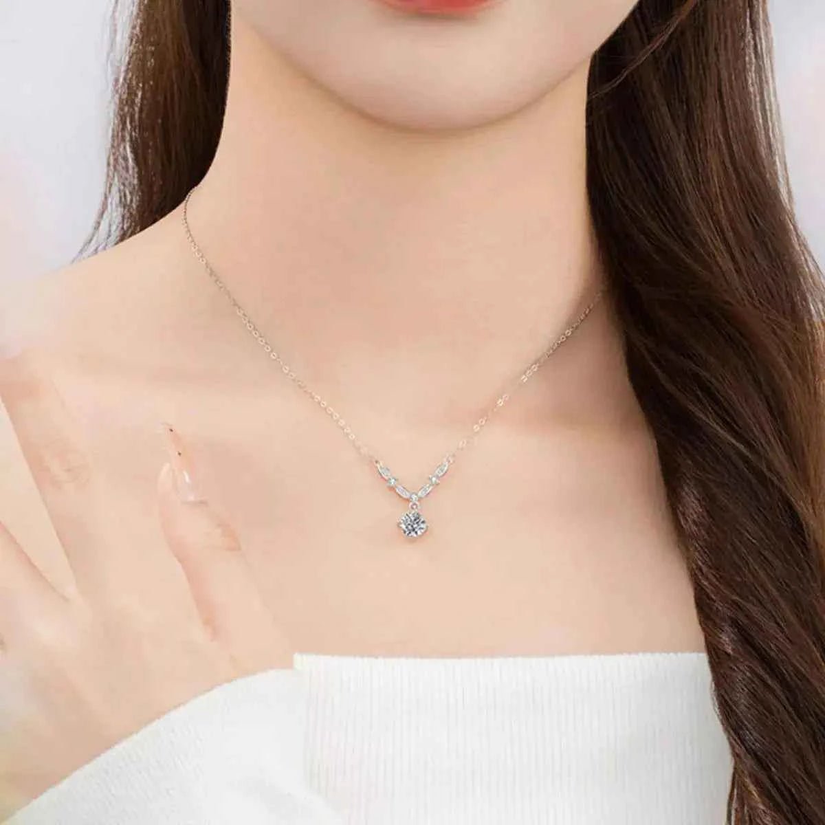 1 Carat Moissanite 925 Sterling Silver Necklace
